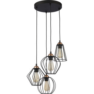 Siobhan 4 - Light Black/Gold/Transparent Cluster Pendant