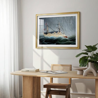 Un bateau dans une tempête (Navire dans la tempête) - Henri Rousseau - Reproduction encadrée avec passe-partout et verre - c. 1899