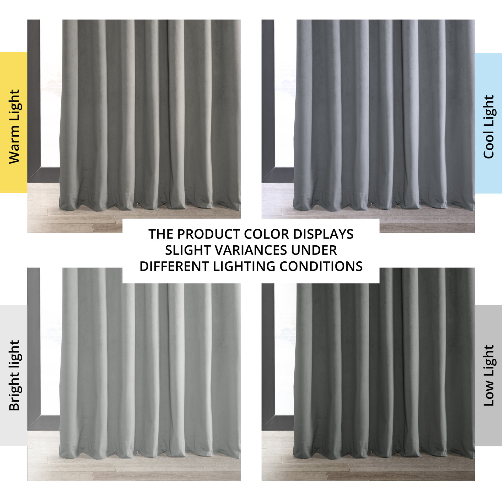 Indianapolis Extra Wide Blackout Velvet Curtain, 100" x 84", Silver Gray