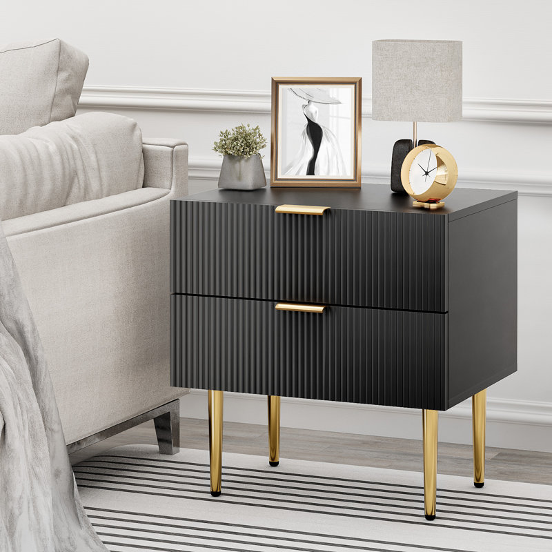 53 cm W Bedside Table, Black