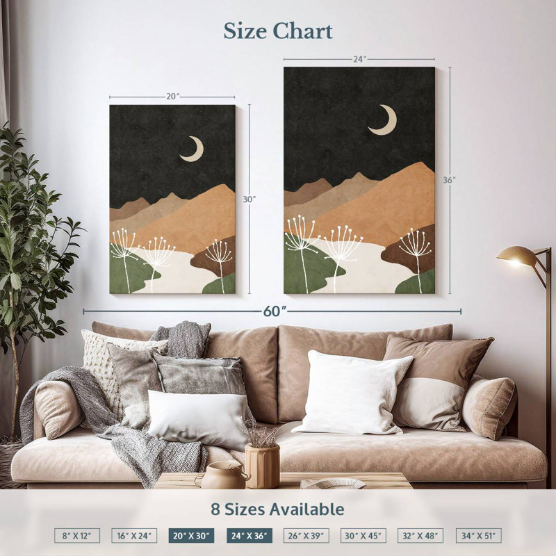 Alvord Mid-Century Mountains, 36" H x 24" W