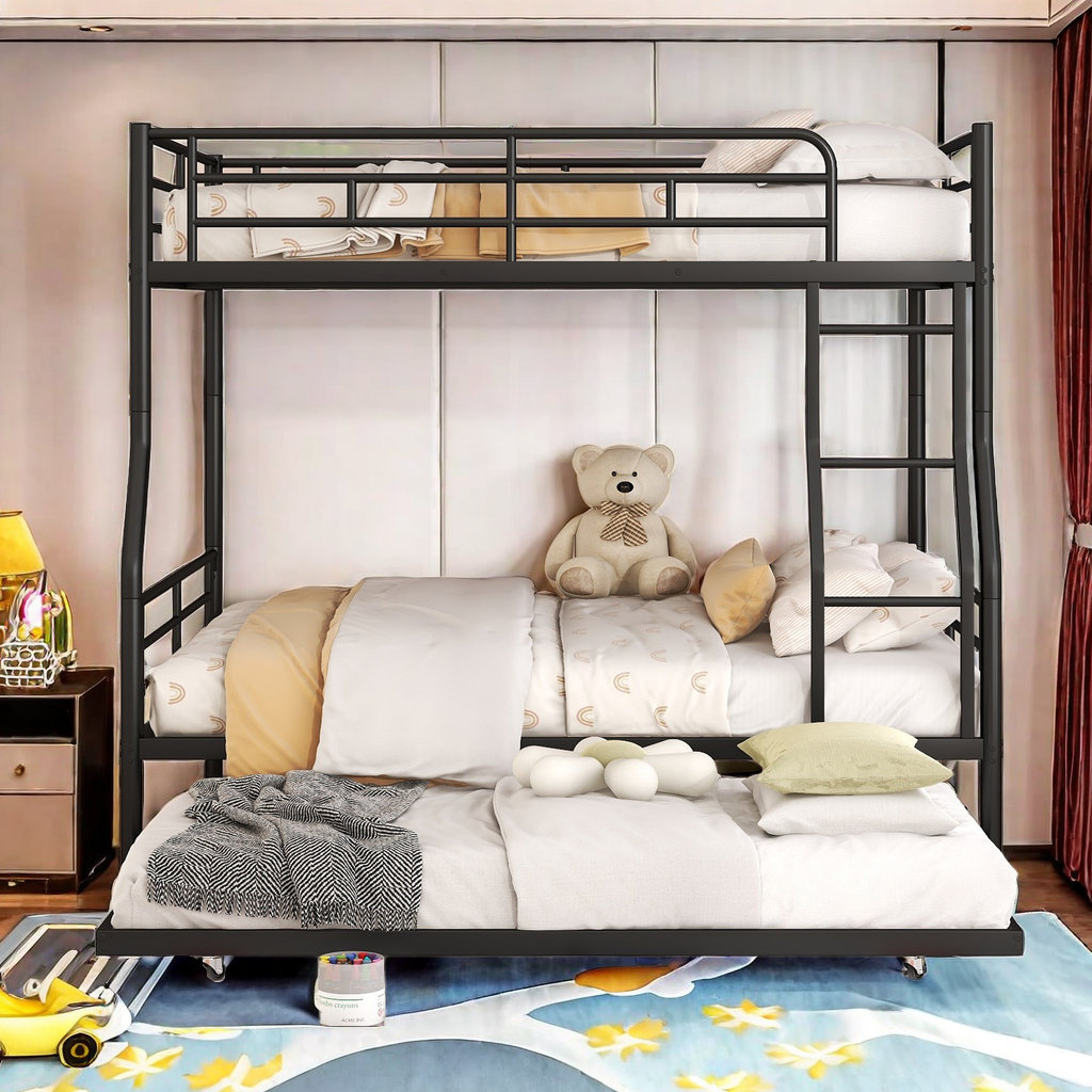 Isabelle & Max™ Full XL Over Queen Metal Bunk Bed With Trundle | Wayfair