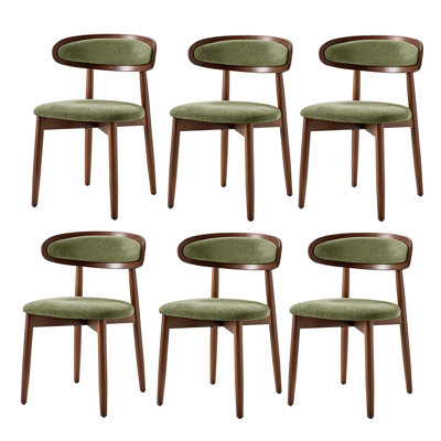 Chaise rembourrée Vicenta de style Mid-Century avec pieds en bois massif