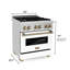 ZLINE Autograph Edition 30 po Legacy Dual Range avec cuisinière à gaz 4 brûleurs et four à convection électrique en acier inoxydable avec porte et accents blanc mat-88587456