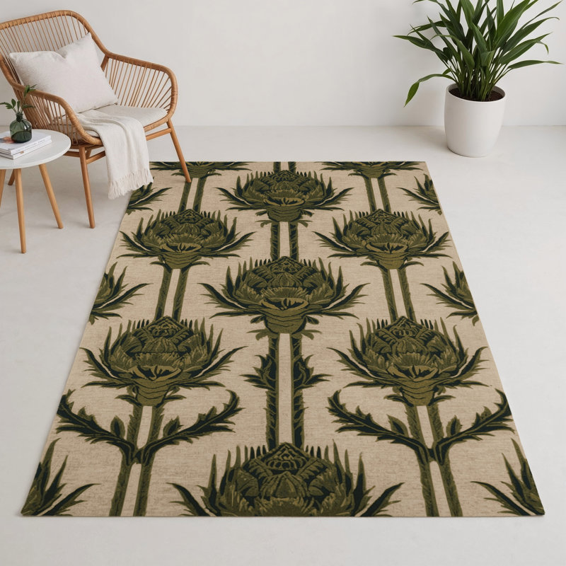 Tapis beige d'intérieur et d'extérieur Botanical, Rectangle 9 pi x 12 pi