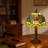 14.2"H Dragonfly Lotus Stained Glass Table Lamp, Bronze Resin Base, Bulb Included