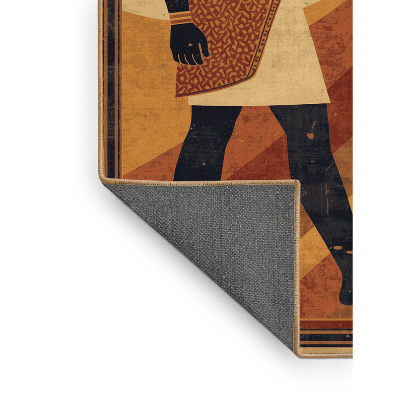 Tapis doux moelleux de style rétro histoire et civilisation en brun - reliure brun clair, 5 x 8