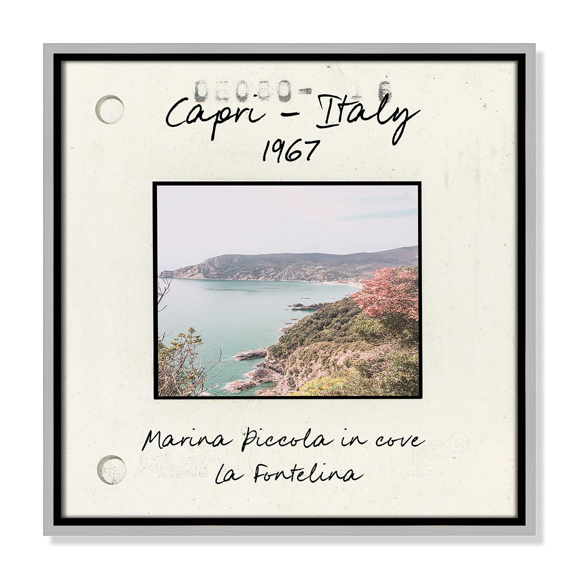 Capri Italy - Marina Picolla in La Fontalina Print by Susan Jill, Silver Floater Framed Canvas, 17.5" H x 17.5" W x 2" D