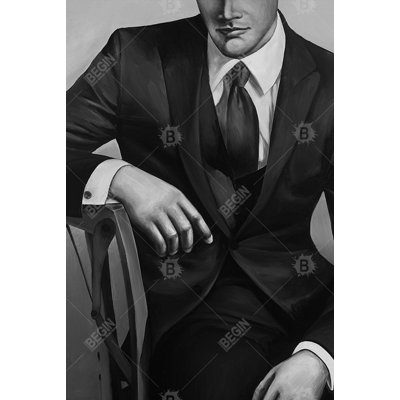 Businessman Monochrome Bedroom Canvas | Elegant Home Decor