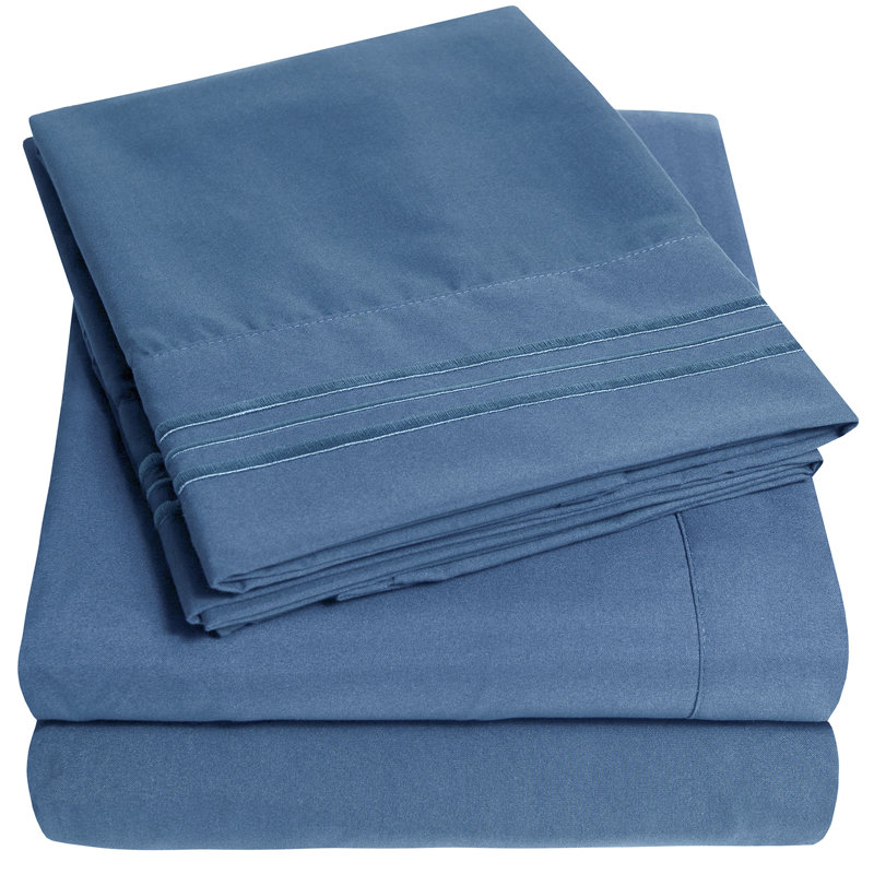 California King Denim Deep Pocket Microfiber Sheet Set