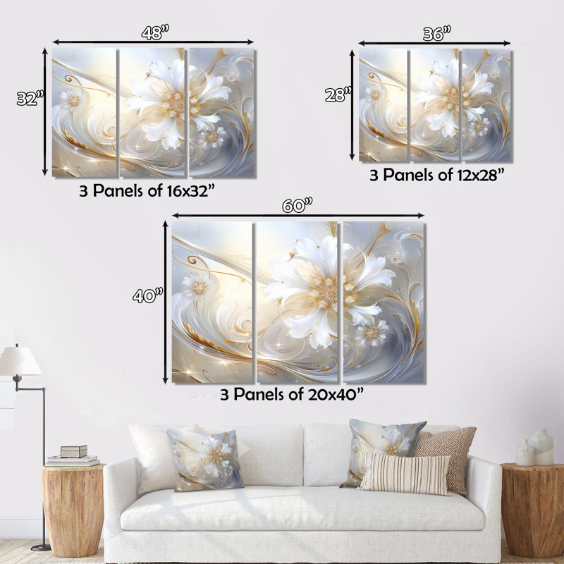 Ensemble de salon Pieter - Fractals Wall Art, H 40 po x l 60 po x P 1 po