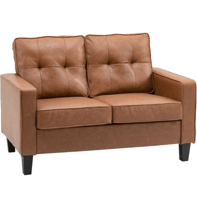 Accoudoir brun de 51,5 po de largeur, cuir pu 2 pour un look moderne avec accoudoirs, décoration charmante
