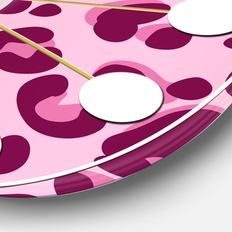 Pink Leopard Pattern - Mid-Century Modern wall clock, Oversized