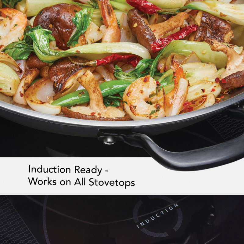 KitchenAid 5-Ply Clad Stainless Steel Induction Wok, 15-Inch, Polished Stainless Steel
