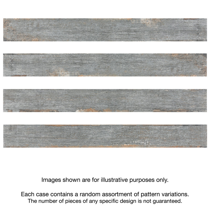 Retro 3" x 24" Porcelain Wood Look Wall & Floor Tile, Gray