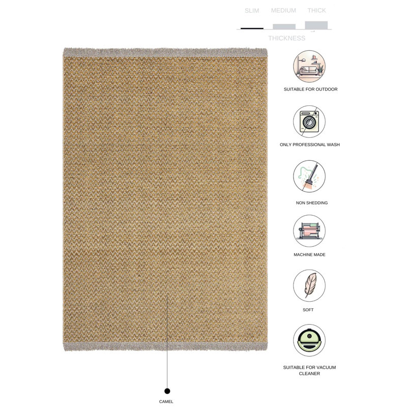Tapis jaune en jute / sisal Marqies, Rectangle 6 pi 7 po x 9 pi 7 po