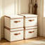 Paquet de 4 paniers de rangement avec couvercles, boîte de rangement pliable, boîte de rangement en tissu avec poignées, boîtes de rangement décoratives-938631691