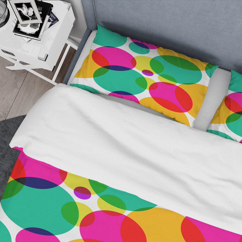 Ensemble de housse de couette en microfibre vert / orange 3 pièces, Housse de couette pour très grand lit et 2 très