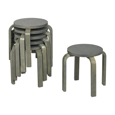 ECR4Kids Bentwood Stackable Stools, 12in Seat Height, Classroom Furniture, 6-Piece