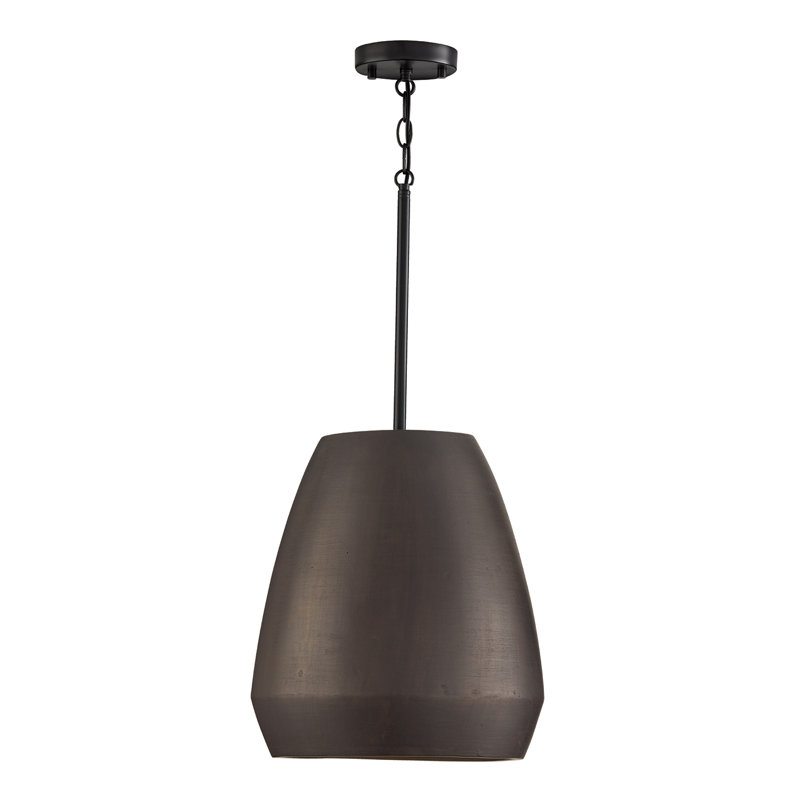 16" W x 15" H 1-Light Handcrafted Terracotta Pendant in Matte Black, Terracotta Umber