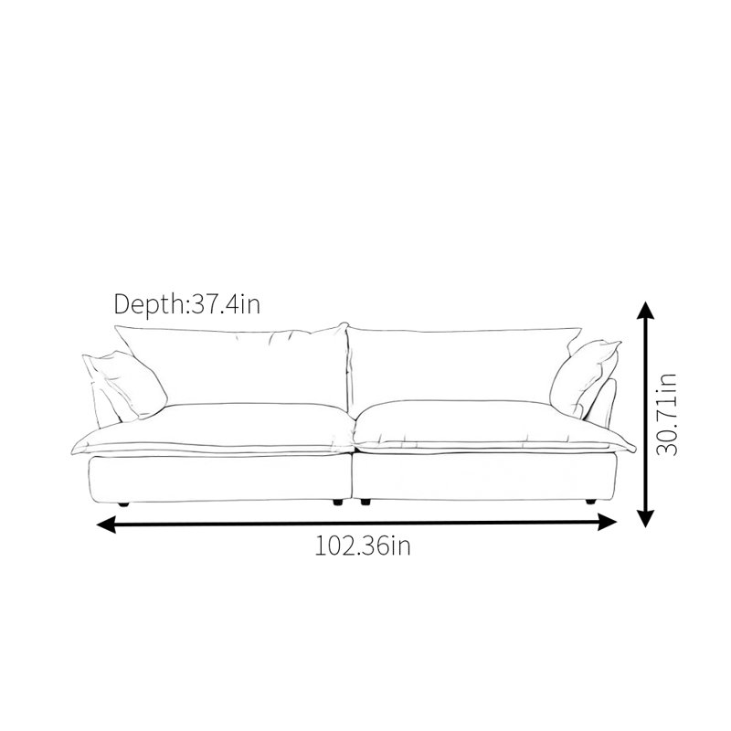 Canapé en tissu blanc Simple Fashion, H 30,71 po x l 102,36 po x P 37,4 po, 3