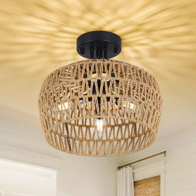 Rattan Semi Flush Mount