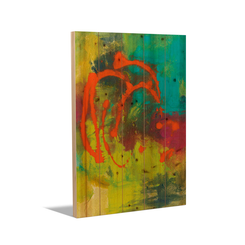 Reproduction d'art mural en bois - Graffiti orange III par Joyce Combs, H 26 po x l 18 po