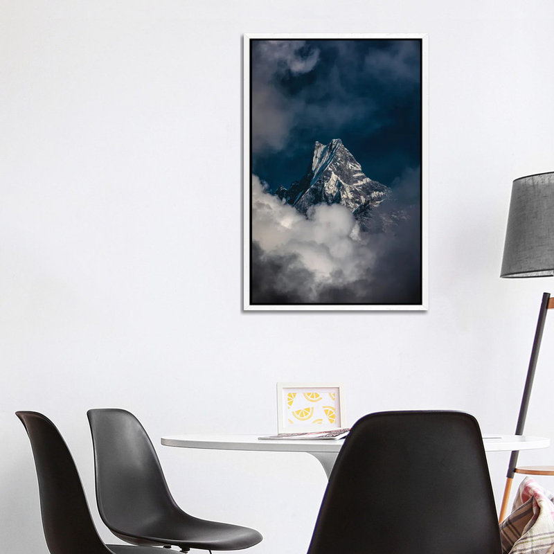 Nepal Himalayas Mount Everest In The Clouds by Alex G Perez - Gallery-Wrapped Canvas Giclée on Canvas, White Floater Frame