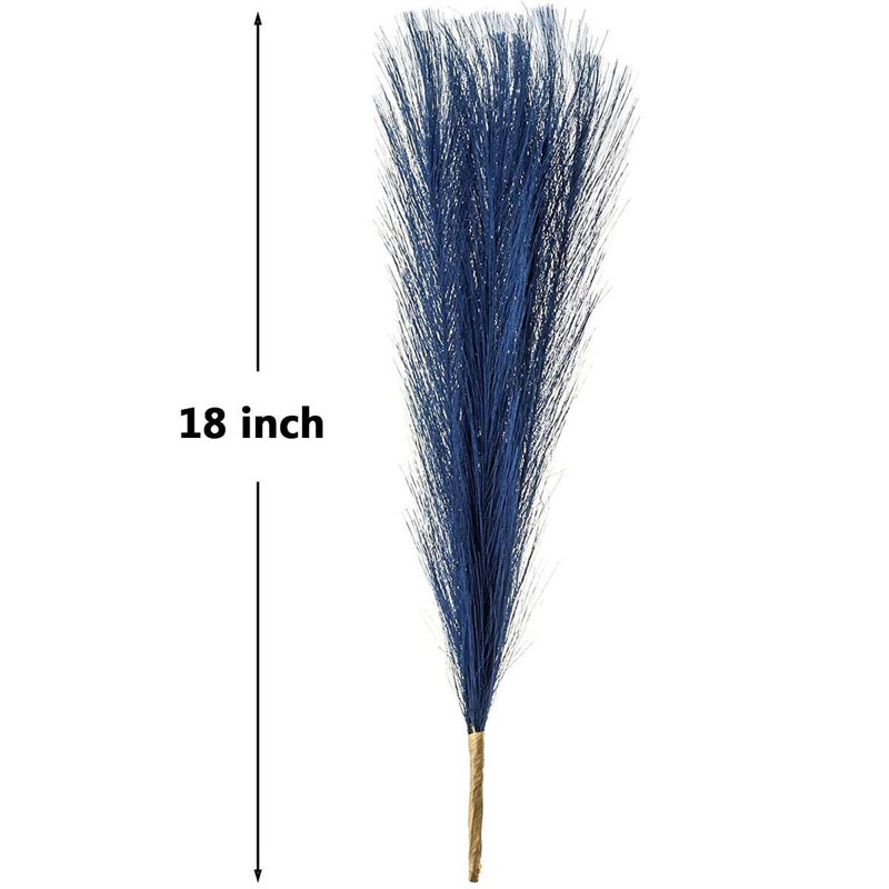 Jernigan 18" Faux Pampas Grass Decor Artificial Fake Branches Plants (Set of 5), Blue