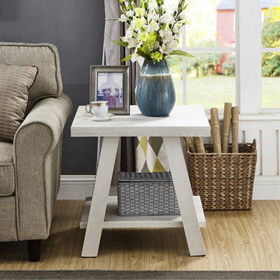 Table de bout moderne en blanc, tablette supplémentaire pour rangement supplémentaire, table en bois blanc, contemporaine avec option