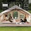 Tente de camping gonflable de 6,3 m² avec auvent, imperméable 4 saisons, coupe-vent transparente, lanterneau transparent et Oxford 420D imperméable, tente d'air avec fenêtres / portes en filet