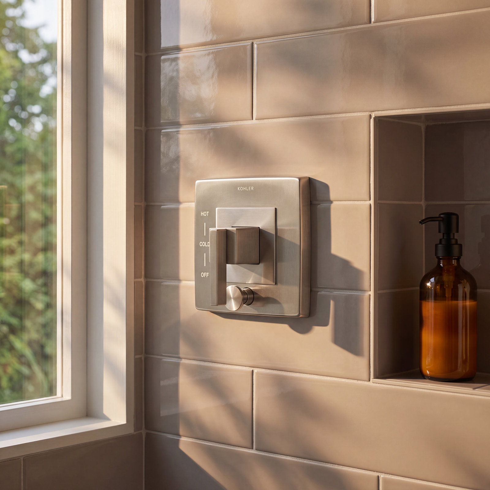 Loure Rite-Temp Valve Trim with Diverter, Vibrant Brushed Nickel