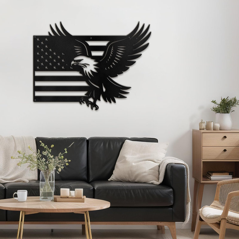 Décoration murale en métal, Noir, H 16 po x l 24 po x P 0,05 po