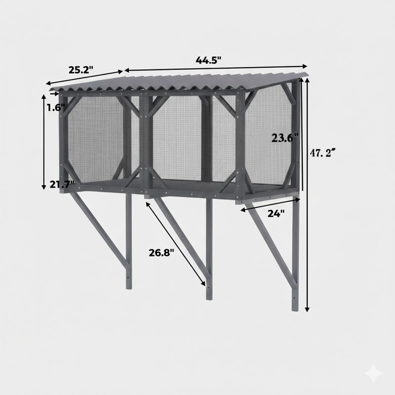Enceinte d'extérieur 43,3 pouces avec filet anti-insectes - idéale pour les bains de soleil, les siestes et les visites, un perchoir pouvant accueillir de grands chats d'intérieur, une cage pour chat toutes saisons