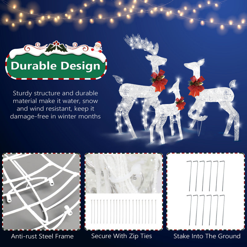 Décoration de Noël pour l'extérieur avec lumières DEL, Blanc