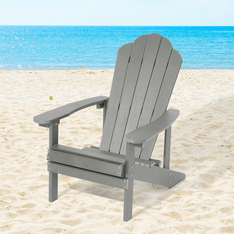 Chaise Adirondack en plastique Halstein, Gris clair