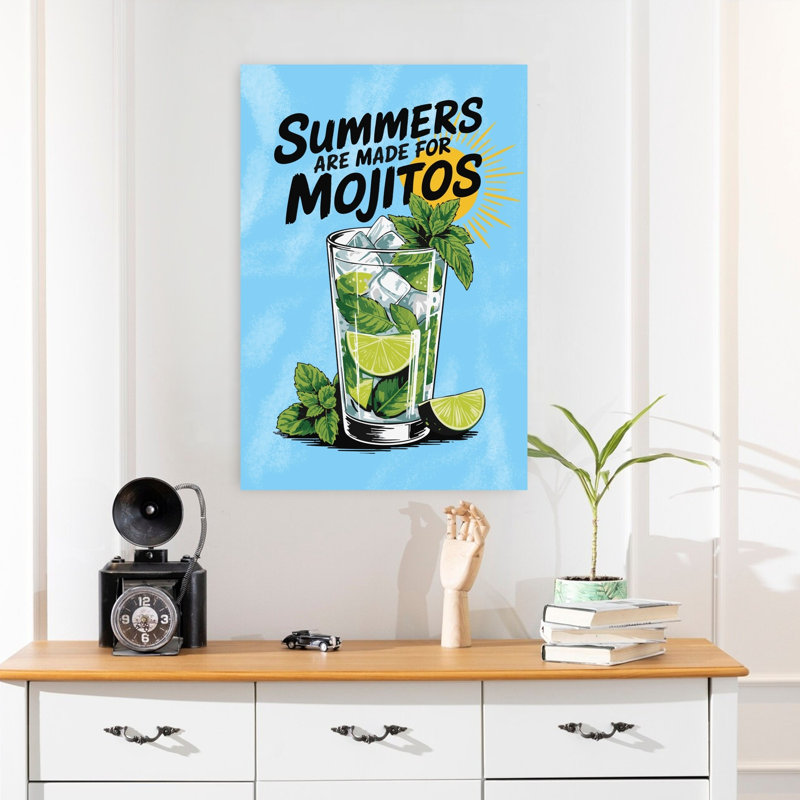 «Summer Mojito», art mural rétro rétro classique tropical, H 24 po x l 16 po