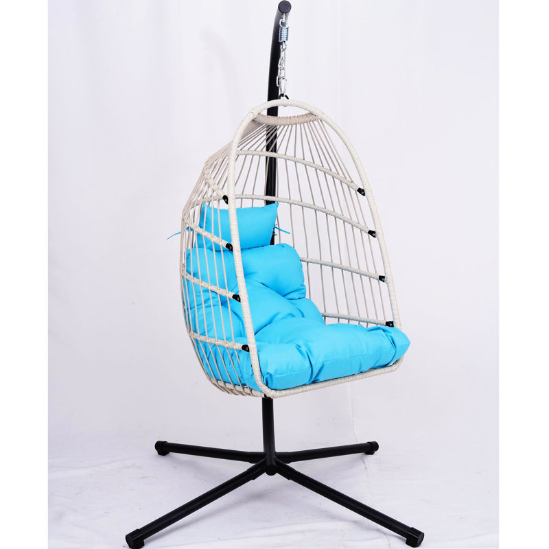 Fauteuil suspendu d'extérieur avec support - bleu, dossier ergonomique, hauteur réglable du siège Enjoy Nature, pratique