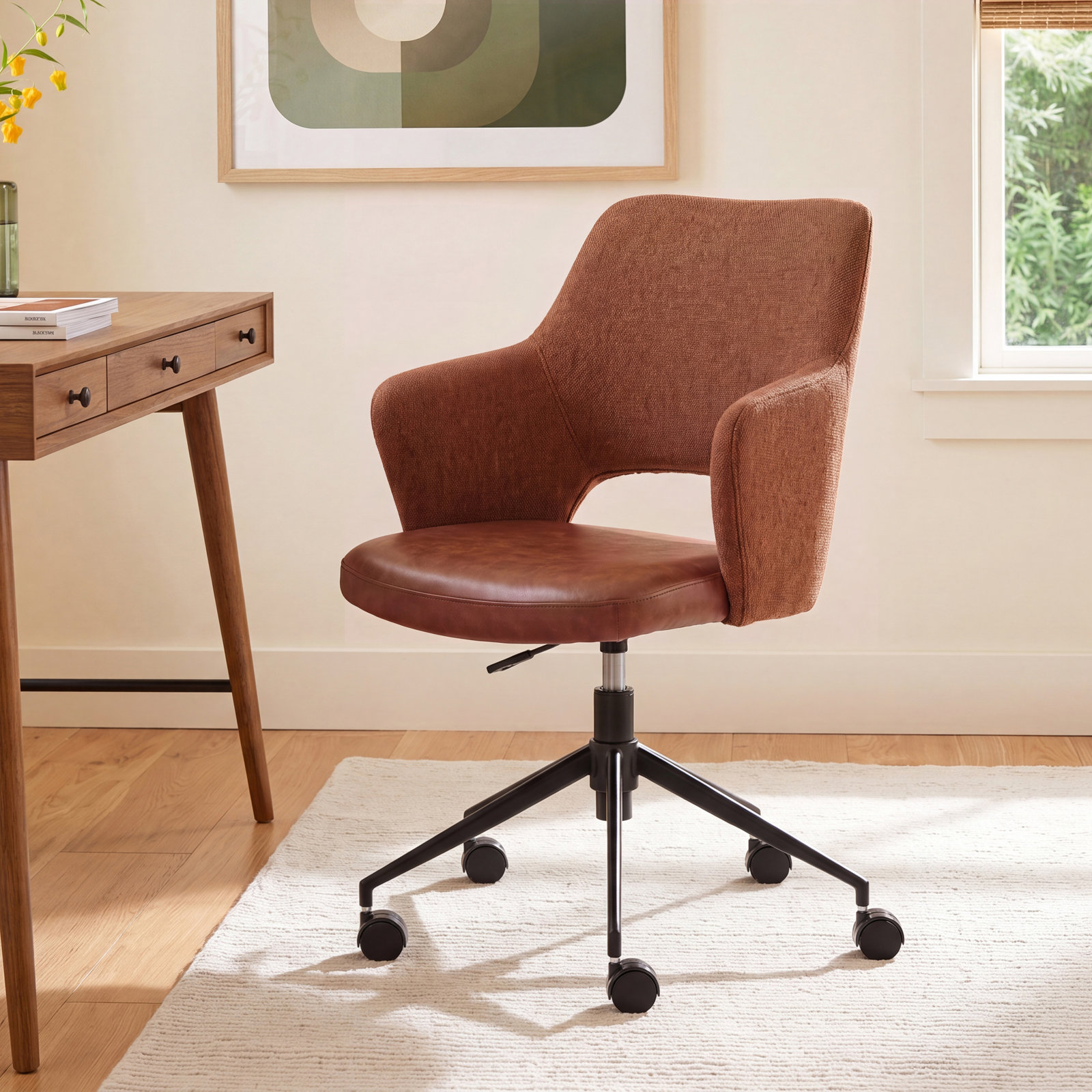 Shelter Conference Chair, Dark Brown Faux Leather