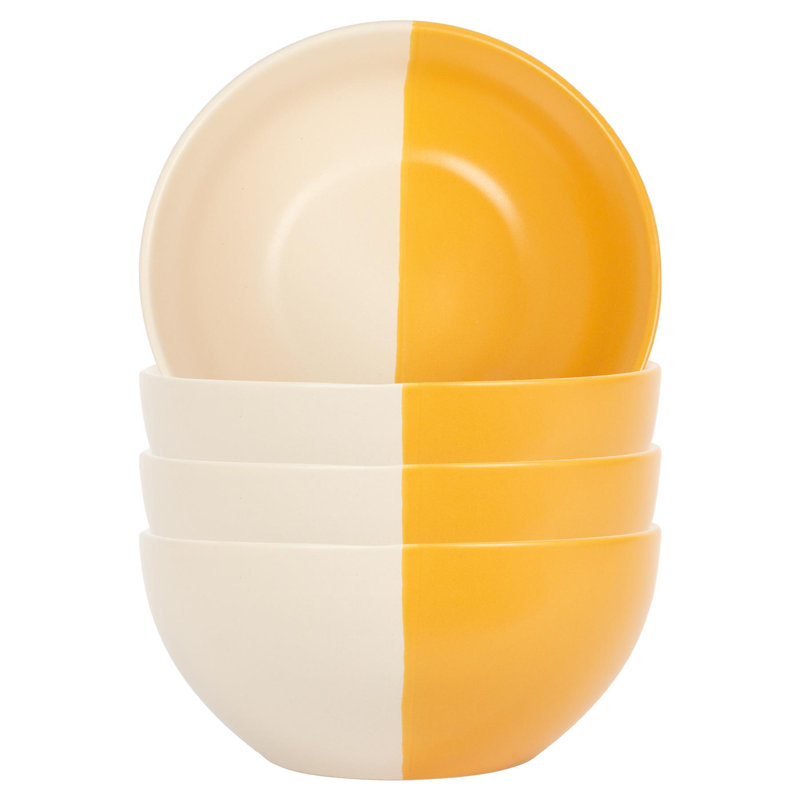 Nicola Spring Dipped Stoneware Cereal Bowls - 16.5cm, Yellow