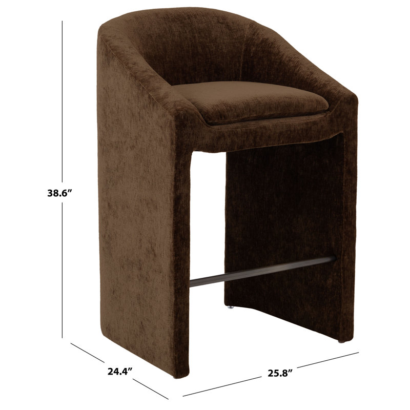 Kagan Chenille Counter Stool, Brown, Bar Stool (30.7" Seat Height)