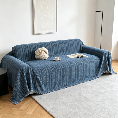 Housses de canapé pour canapé à deux coussins, jeté en chenille antidérapant avec glands, housse de protection pour meubles pour animaux de compagnie et enfants