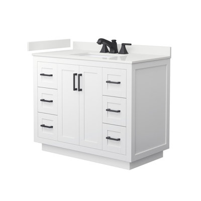 Meuble-lavabo simple autoportant 42 po avec plateau en quartz Miranda