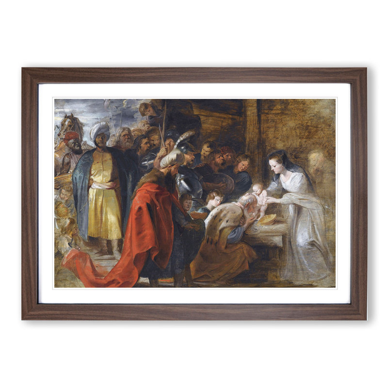 The Adoration of the Magi by Peter Paul Rubens - Picture Frame Painting, 36cm H x 48cm W x 2cm D, Walnut