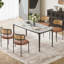 Modern Brown Dining Chairs, Faux Leather With Rattan Back For Home And Restaurant