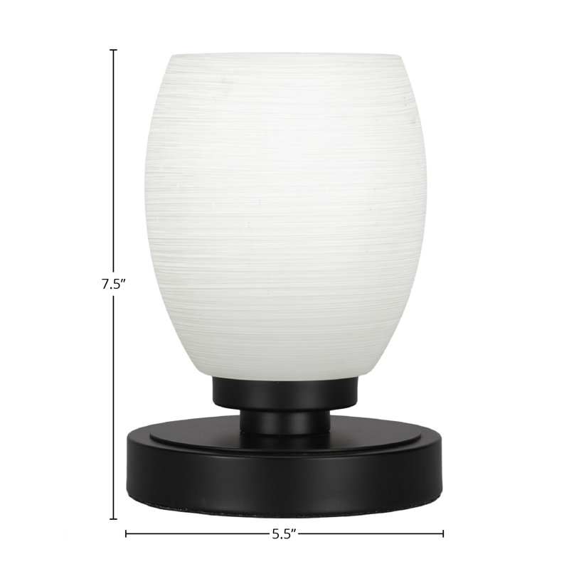 Lampe d'appoint Aneka montrée dans une finition noir mat avec verre de lin de 5 po, Blanc
