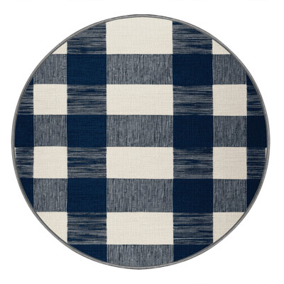 Machine Washable Checkered Gray Area Rug