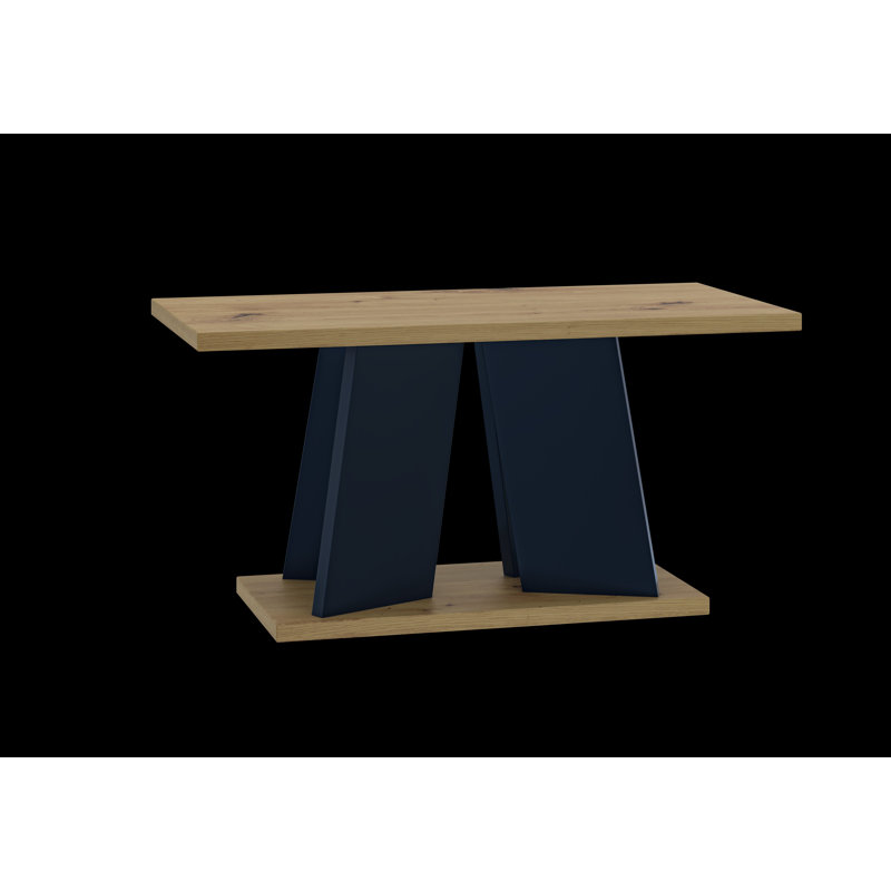Pedestal Coffee Table with Storage, Wood/Black