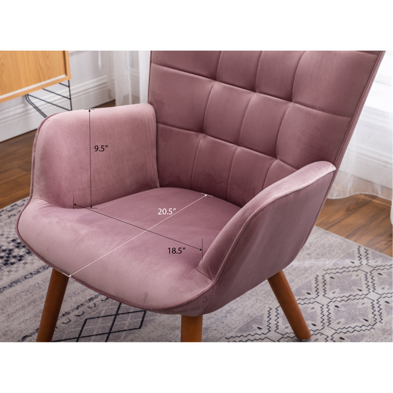 Battistina Velvet Armchair with Ottoman, Mauve