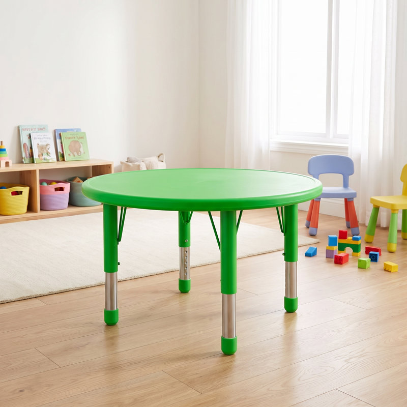 Adjustable Round Plastic Activity Table, Green